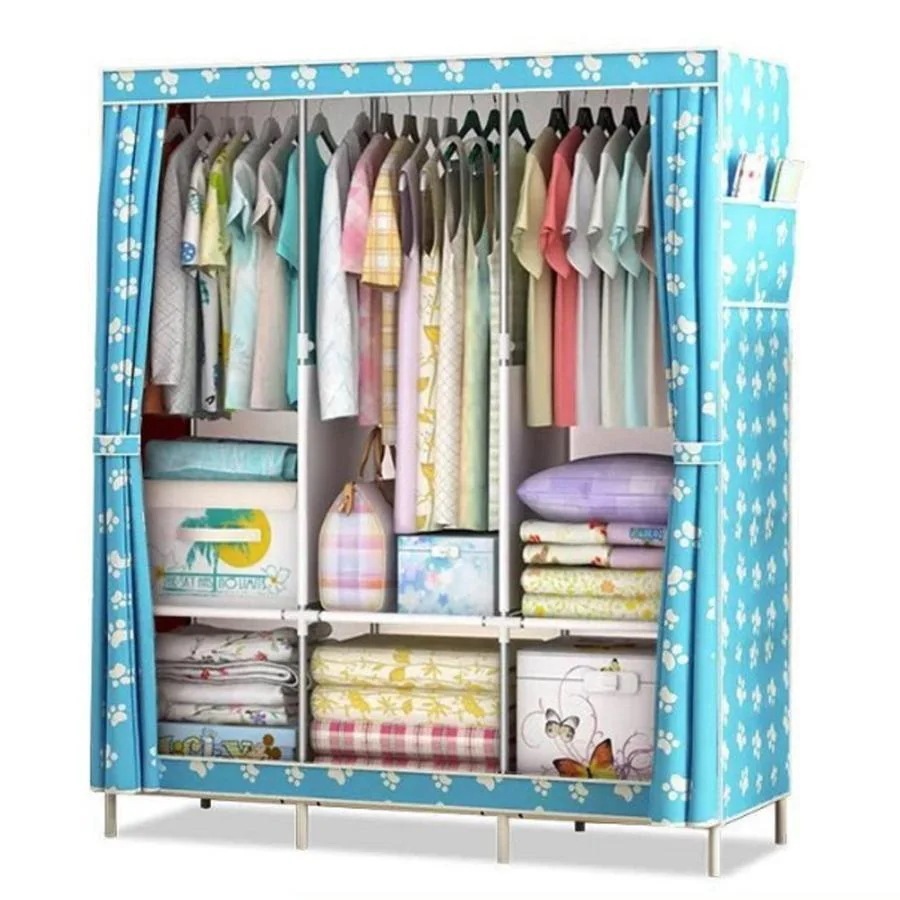 【自社生産】ワードローブ カバー付き クローゼット 大容量 ハンガーラック 衣類収納 布製衣類クローゼット収納オーガナイザー 吊り下げレール付き棚板サイドポケット 洋 4,877円
