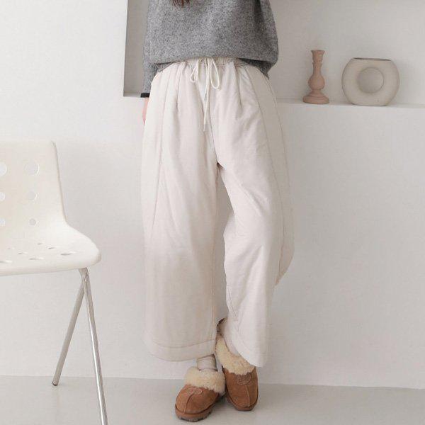 Hスタイル(CC)HP~231パディングラップ切開紐ワイドストレートパンツ 冬 女性 パディング バンディングパンツ ストレートパンツ ワイドパンツ ストレートパンツ