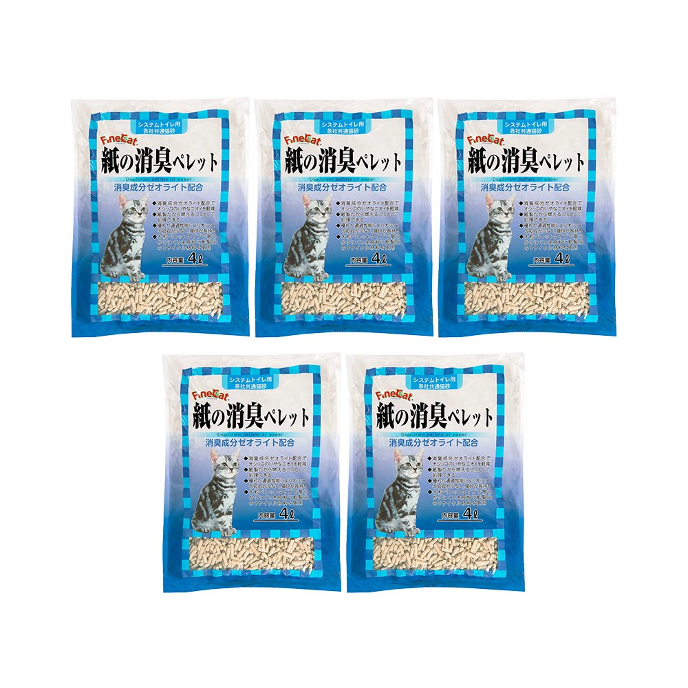 猫砂　常陸化工　ファインキャット　紙の消臭ペレット　４ＬX５　システムトイレ用　各社共通猫砂　お一人様１点限り　箱売り　ＣＲＣ30―14―20―20―00