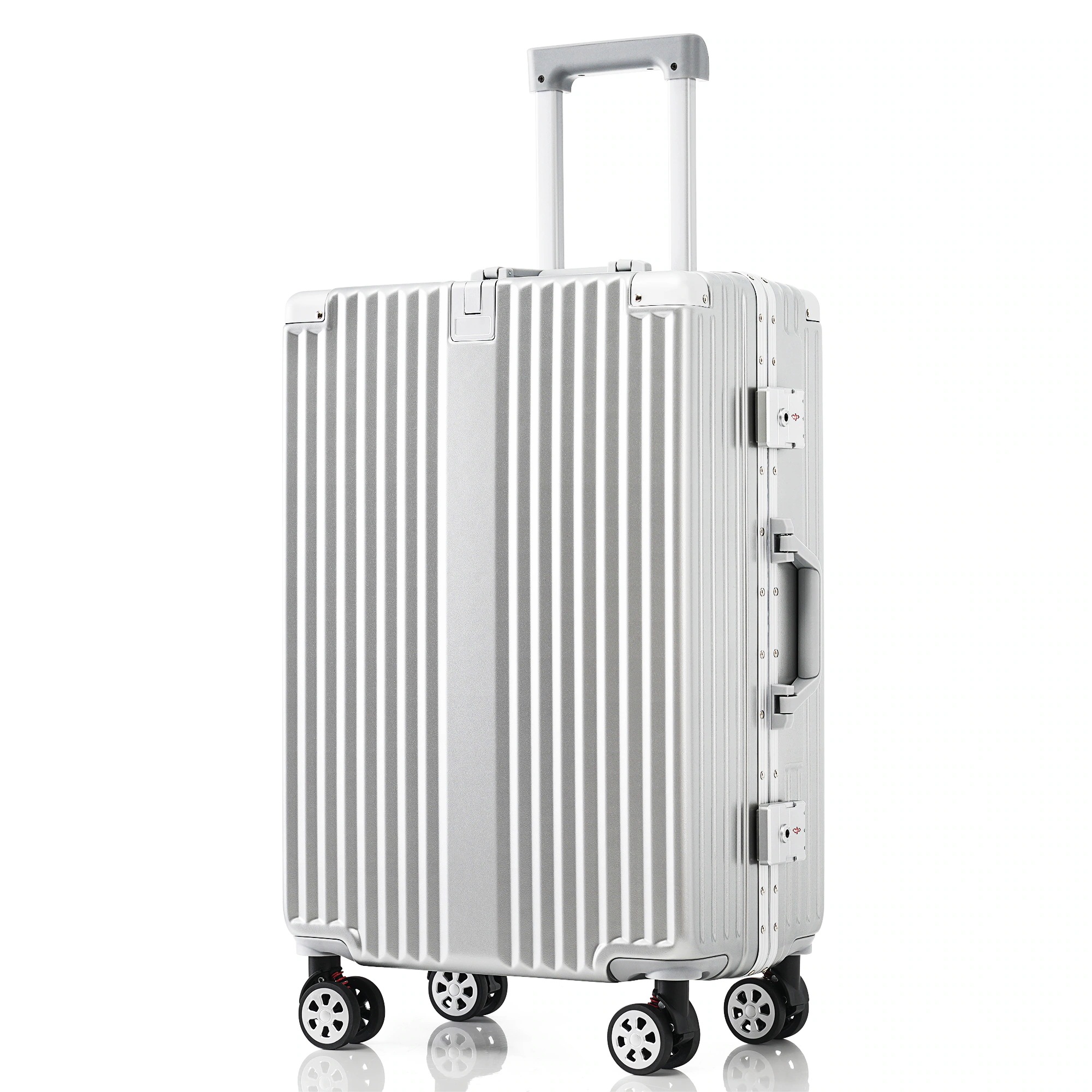 2064スーツケース Lサイズ フレームタイプ アルミ USBポート付き カップホルダー フック式底足 ストッパー付き キャリーケース キャリーバッグ 軽量 おしゃれ 静音 海外 高級感 TSAロック