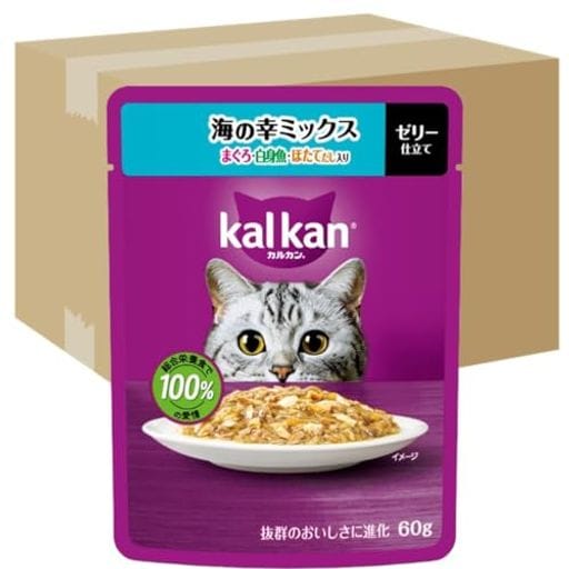 カルカン パウチ 1歳から 60g×120袋(12袋入り×10箱) 海の幸ミックス まぐろ・白身魚・ほたてだし入り 成猫用 ウェットフード キャットフード 総合栄養食 水分補給 毎日食べることを考えた