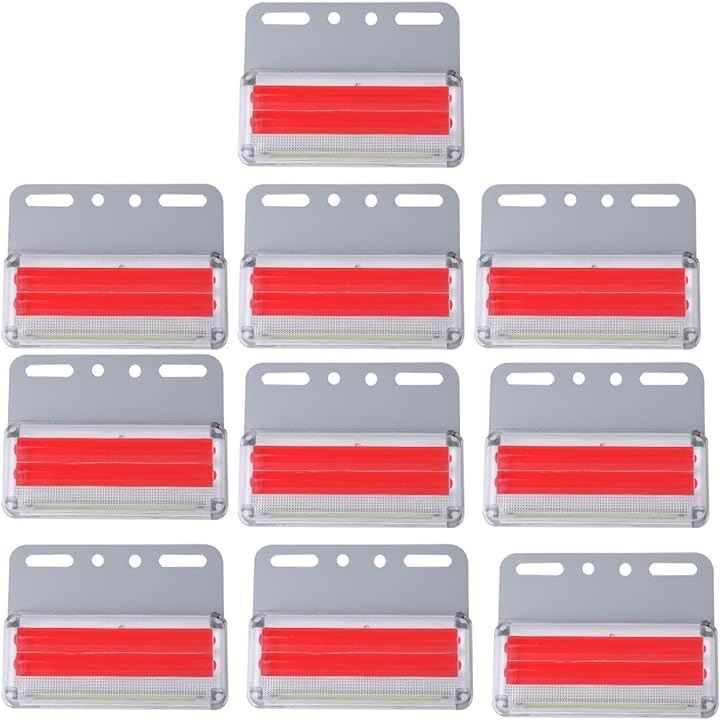 LEDライト 24V サイドマーカー マーカーランプ トラック用 10個セット COBチップ ダウンライト搭載 防水 面発光 夜間 ドレスアップ( レッド)