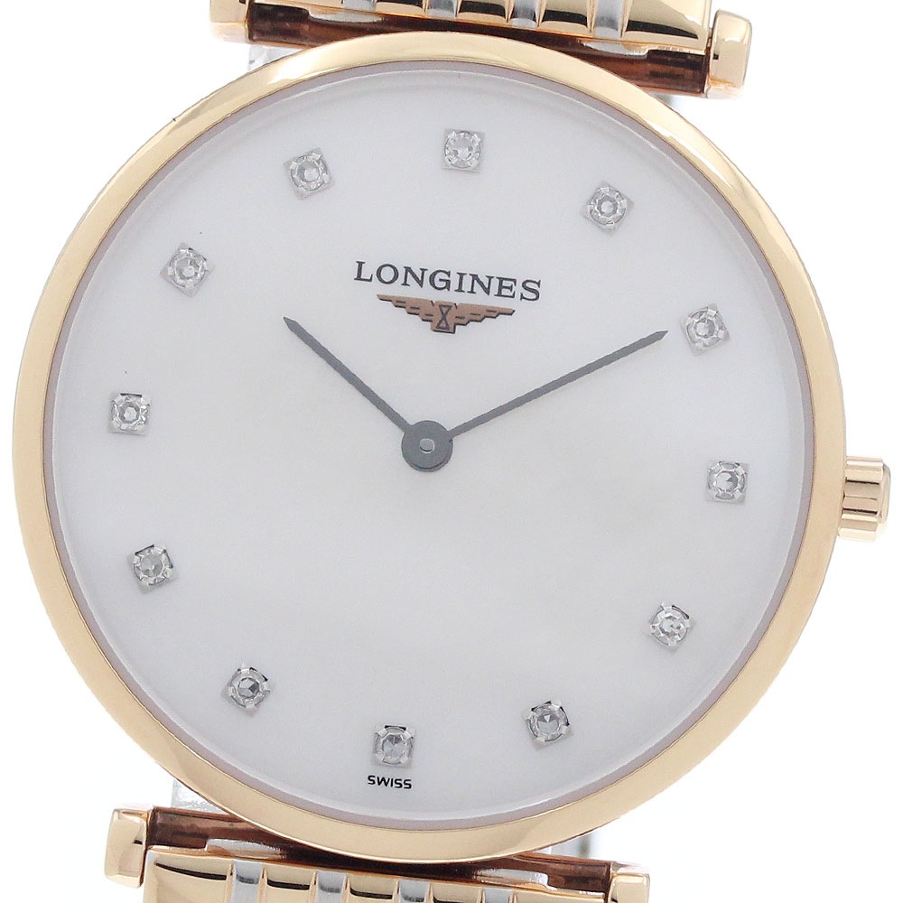 ロンジン LONGINES L4.512.1 ラ グラン クラシック ドゥ ロンジン 12Pダイヤ クォーツ レディース 良品 箱・保証書付き_956726【中古】