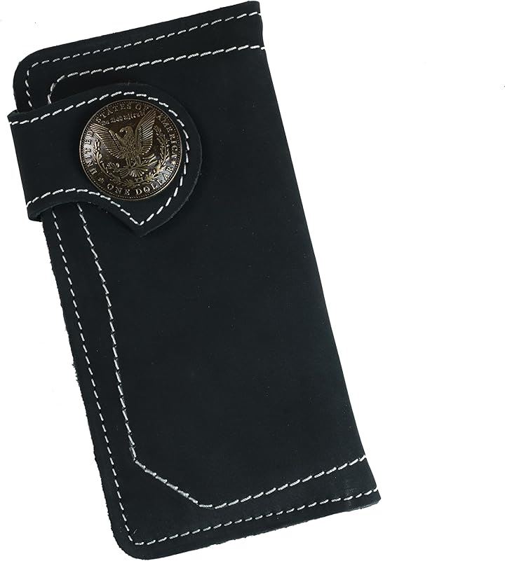 財布 メンズ バイカーズウォレット 長財布 本革 ライダースウォレット レザーウォレット 二つ折り 革財布 牛革 メンズ長財布 ロングウォレット 長サイフ アメカジ(ブラックxイーグル)