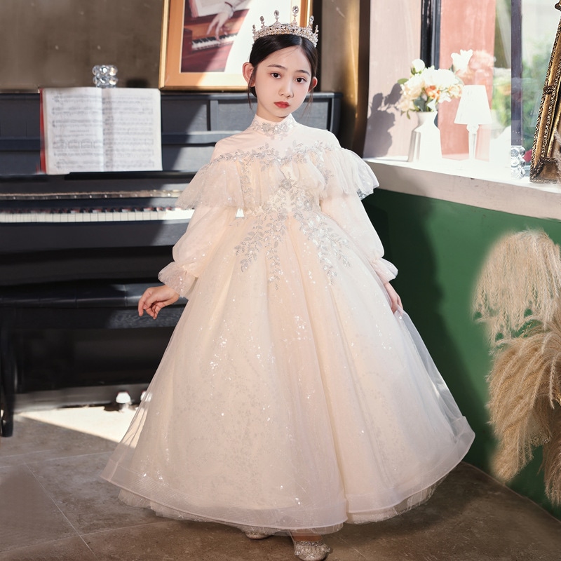 子供用ドレスプリンセスドレススプリングフリースガールズホストバースデーフラワーズガールズパフォーマンスコスム