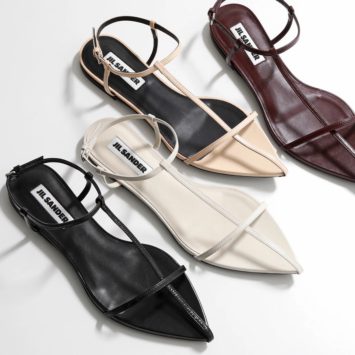 JIL SANDER ジルサンダー フラットサンダル J15WP0081 P6521 TRIPON レディース ポインテッドトゥ ストラップ ケージサンダル レザー 靴 カラー4色