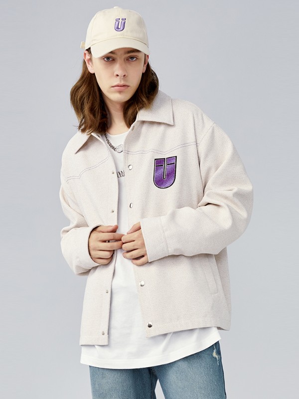 トレンドブランド アプリコット ラペル 刺繍 ジャケット メンズ カップル アメリカン レトロ スタンドカラー コート メンズ 春 秋 ゆったり 8,344円