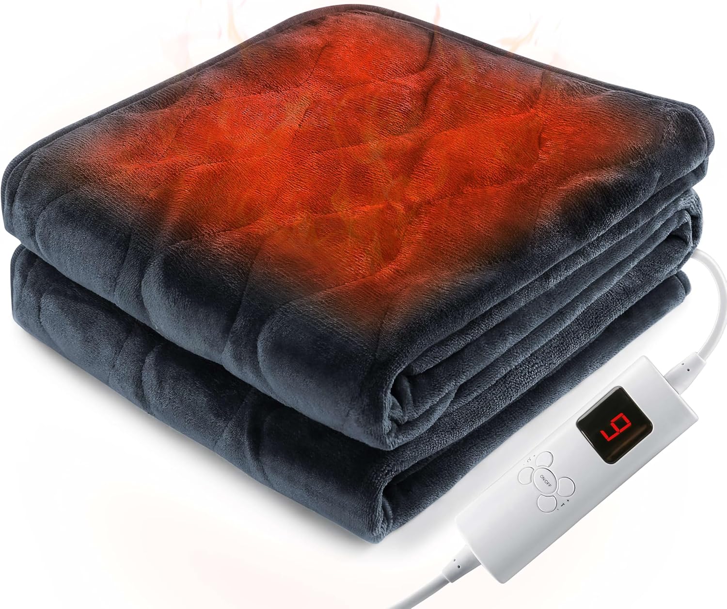 電気毛布 掛け 電気ひざ掛け 1-9時間タイマー 6段階温度調整 152x127cm 電気ブランケット フランネル シングル 厚手 省エネ 丸洗い 過熱保護 証済み 暖房器具 冬ギフト ブルーグレー