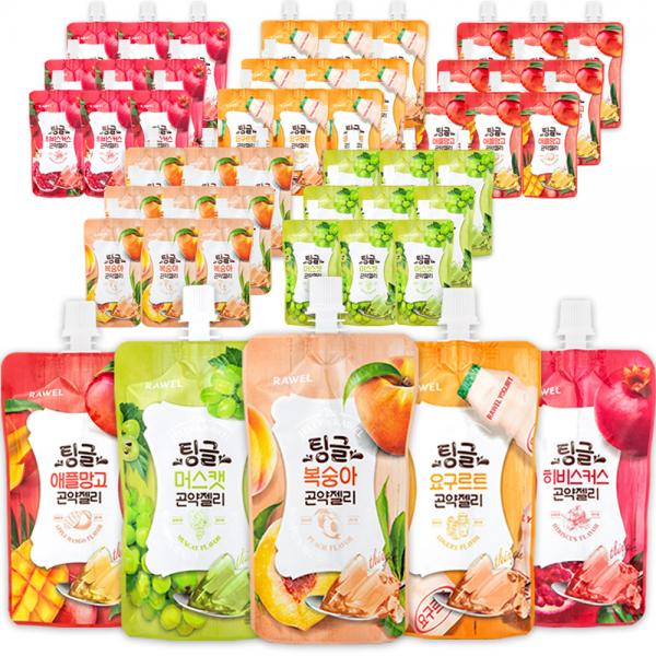 ロエルティングルこんにゃくゼリー5種 全50パック 桃味1ボックス + ヨーグルト味1ボックス + ヒビスカス味1ボックス + マスカット味 + アップルマンゴー味1ボックス 로엘 팅글 곤약젤리 5