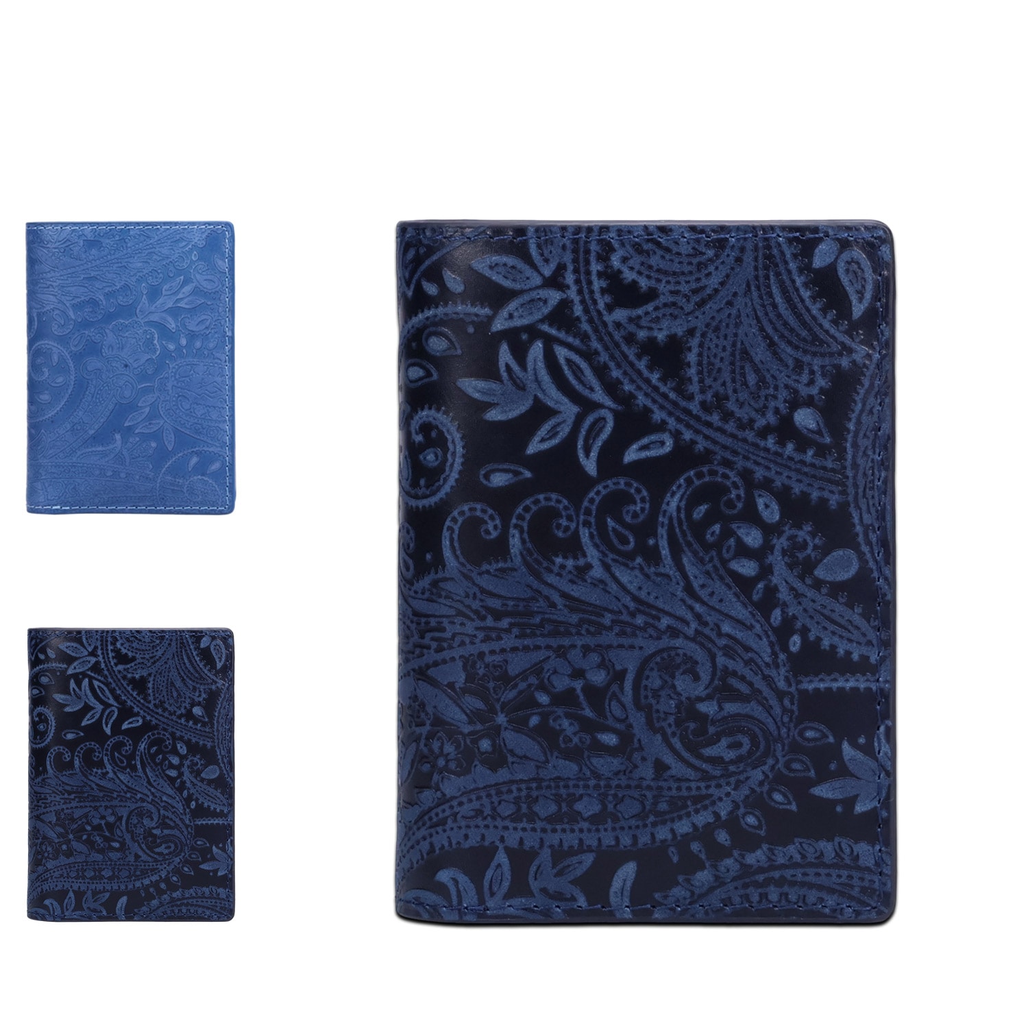 財布 二つ折り メンズ 本革 藍染レザー ペイズリー ブルー ダークブルー ZYS196N
