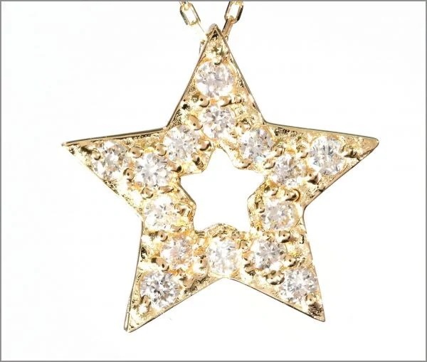 天然 ダイヤモンド ネックレス 上質 星 0.20ct K18YG 18金製品 国内生産 74