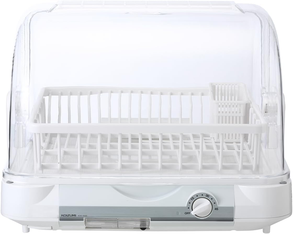 コイズミ 食器乾燥機 大容量(6人分) 温風乾燥 タイマー付き 樹脂かご 抗菌 清潔 工事不要 ホワイト KDE-5000/W