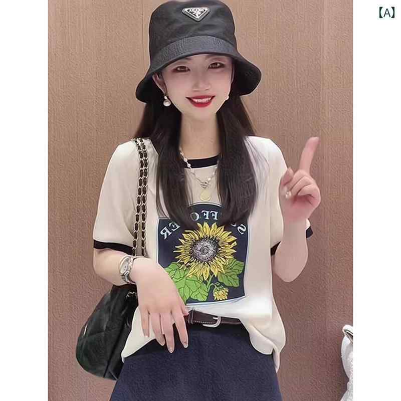 レディース トップス カジュアル おしゃれ 右 肩 ひんやり 快適 半袖 Tシャツ 夏 スリム