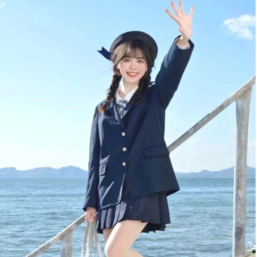 セーラー服 文化祭 学園祭 入学式 五点セット スクールスーツ セット スクール 制服 女子高生 高校生　学生服 キッズセットアップ 子服スーツ ジャケット ブラウススカート ネクタイ バッジ ゆった