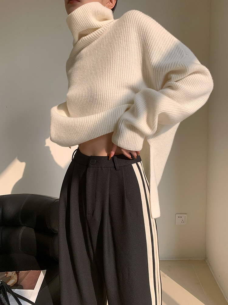 レディース ファッション タートルネック ニット セーター 女性 秋 冬 スタイル シック トップス ホワイト グレー ＳＭＬXL トップス 袖あり かわいい 大人可愛い きれいめ シンプル