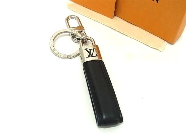 キーホルダー ドラゴンヌ LV パドロック M00745 ブラック レザー/メタル メンズ キーリング シルバー金具【本物保証】