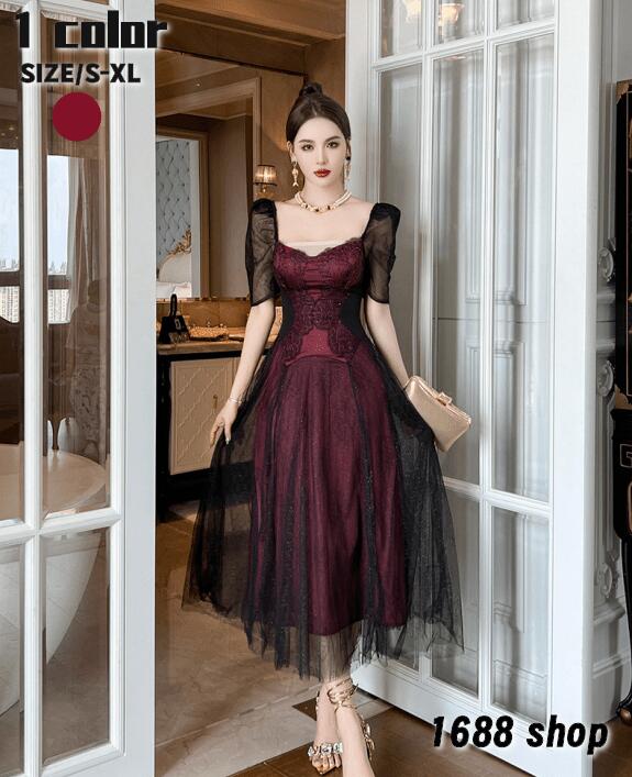 お得な価格2025 タイトワンピース 姫系ワンピース　シンプル　ワンピース インポート ひざ丈 ミドル丈 エレガント　韓国ファッション シンプル Vネック パーティドレス 半袖　お嬢様 セクシー ミニ