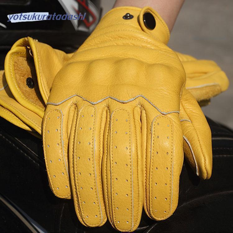 【急速出荷】グローブ　バイク 手袋 バイクグローブ メンズ 秋冬　レーシンググローブ レザー ビンテージ プロテクター　ライディンググローブ バイク用品 グローブ