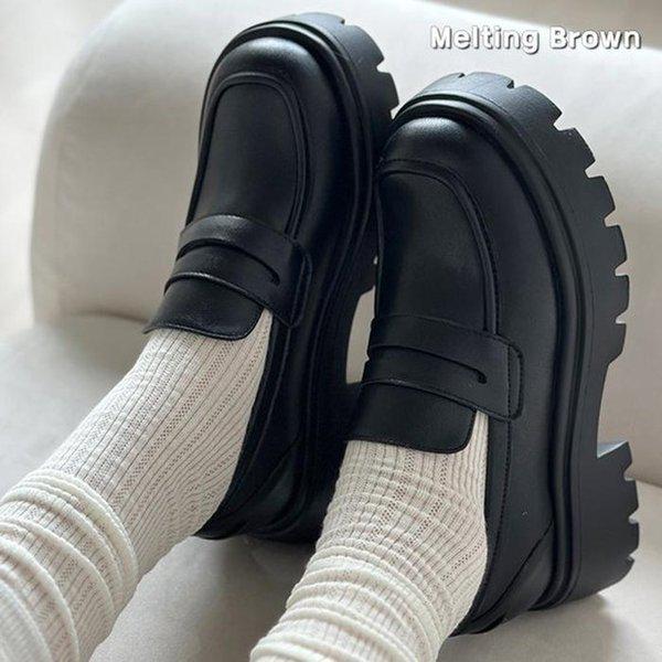 女性チャンキーヒールペニーローファー 秋の靴 MT68