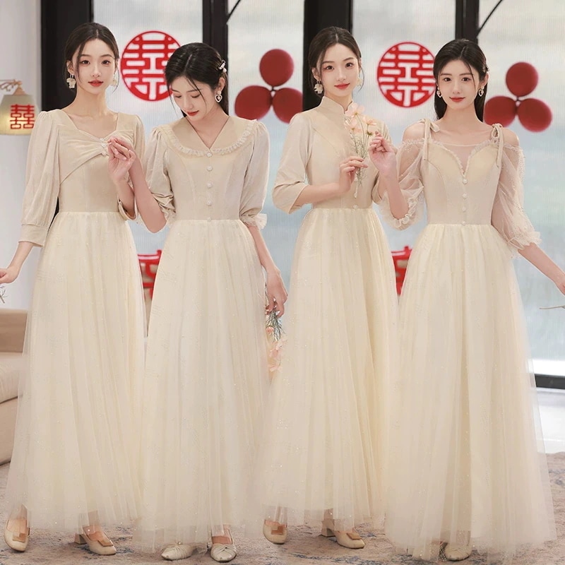 縁喜花嫁ロングドレスブライズメイド ドレス グレー お揃いドレス フォーマルドレス 体型カバー Vネック 母親 結婚式ワンピース 同窓会 パーティードレス メガ割 25