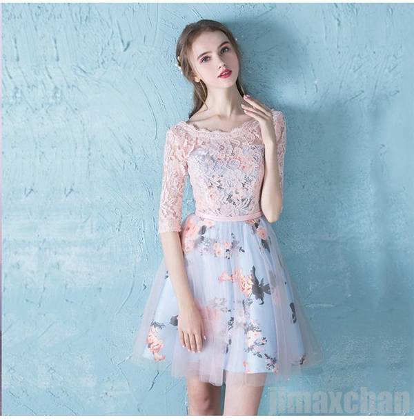 パーティードレス ワンピース 結婚式 披露宴 二次会 女子会 謝恩会 ドレス 膝丈 発表会 演奏会 レース 花柄 20代 30代 40代