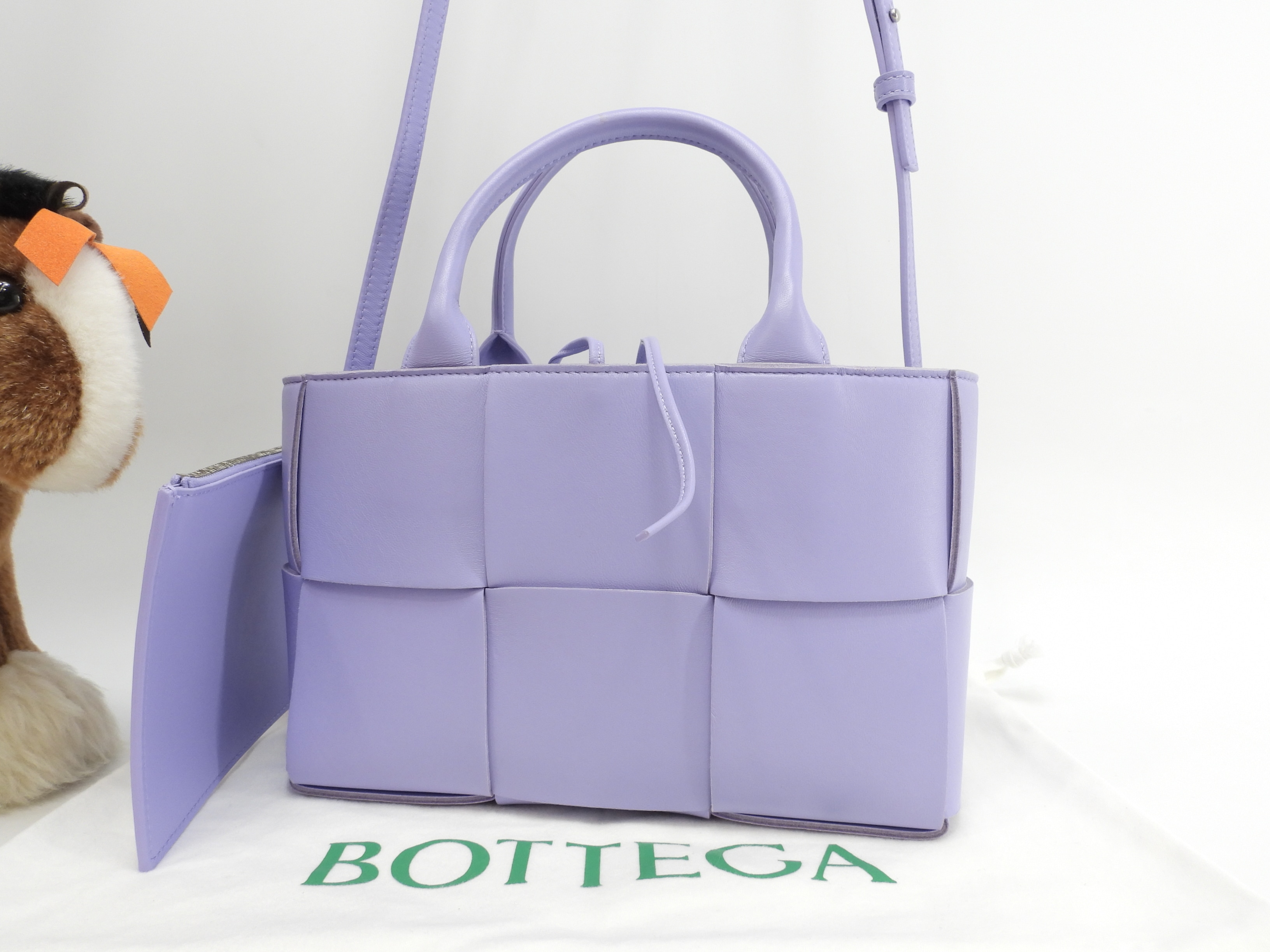 ミニトートバッグ アルコ レザー薄紫 s付ハンドバッグ 美品@B10212556N