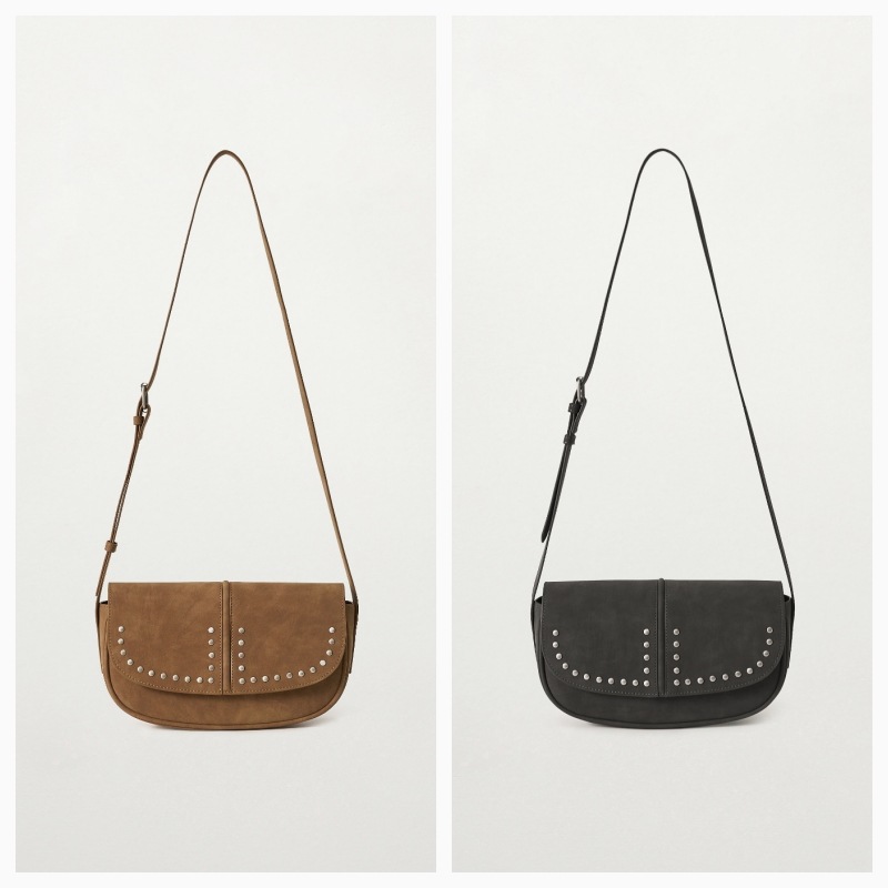 【SATUR】26SS HALFMOON STUDDED MINI SHOULDER BAG : 2COLORS