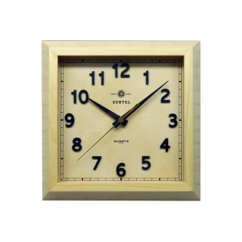 さんてる クォーツ 日本製 スクウェア 掛け時計 ナチュラル QL696_NA