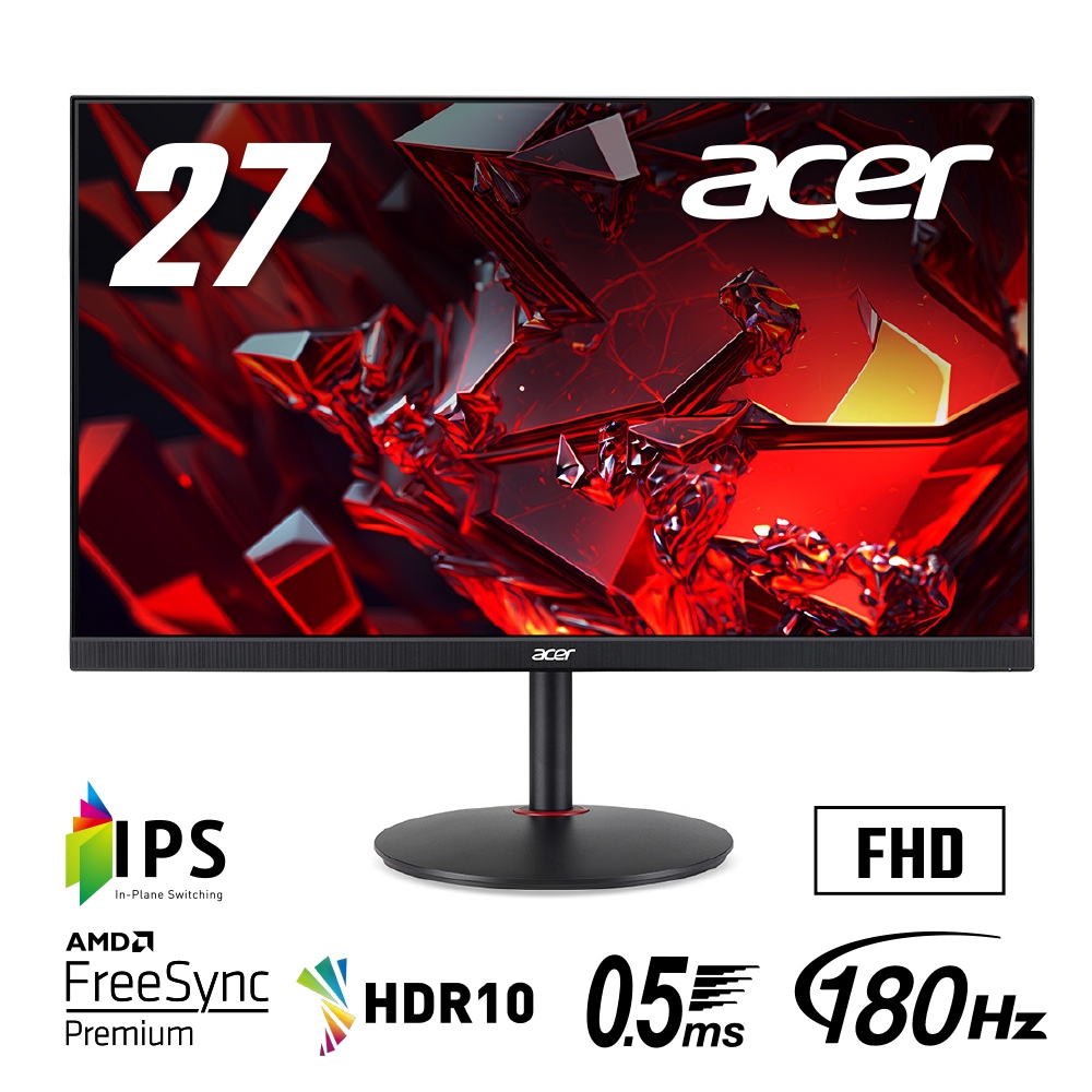 Acerエイサー ゲーミング液晶ディスプレイ(27型/IPS/FullHD 1920×1080/180Hz/0.5ms/HDR10/HDMI2.0/DP1.2/VESA/3年保証)(ブラック) X