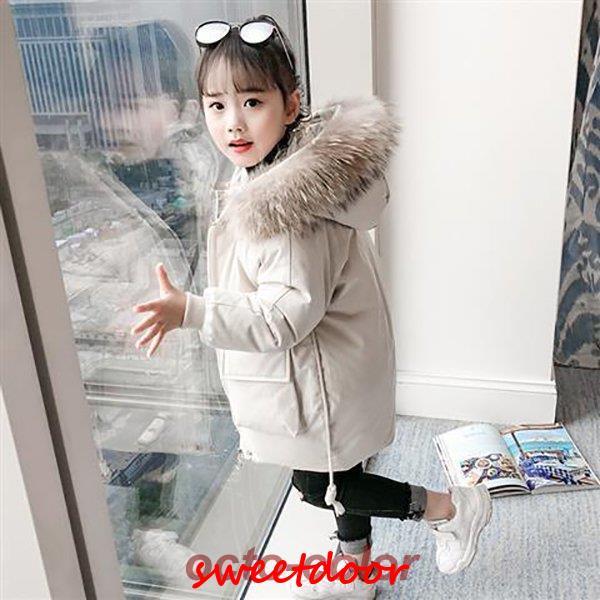 秋冬新作 中綿コート キッズ 女の子 子供服 冬 厚手 アウター ダウン風コート ロングコート 中綿 パーカー フード付き 暖かい おしゃれ 可愛い 防寒 新品 160
