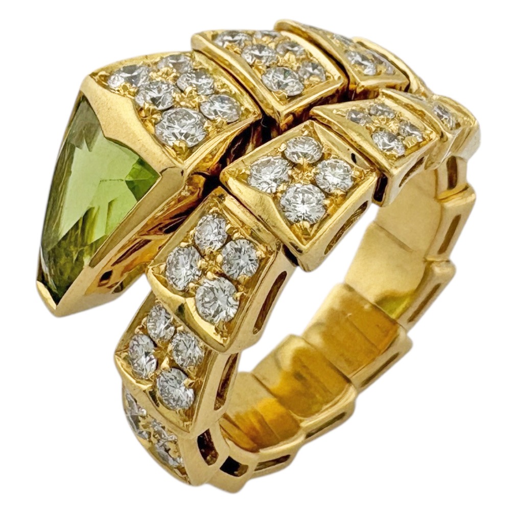 ブルガリ セルペンティヴァイパー リング 指輪 12号 18金 K18イエローゴールド ペリドット BVLGARI 中古 美品