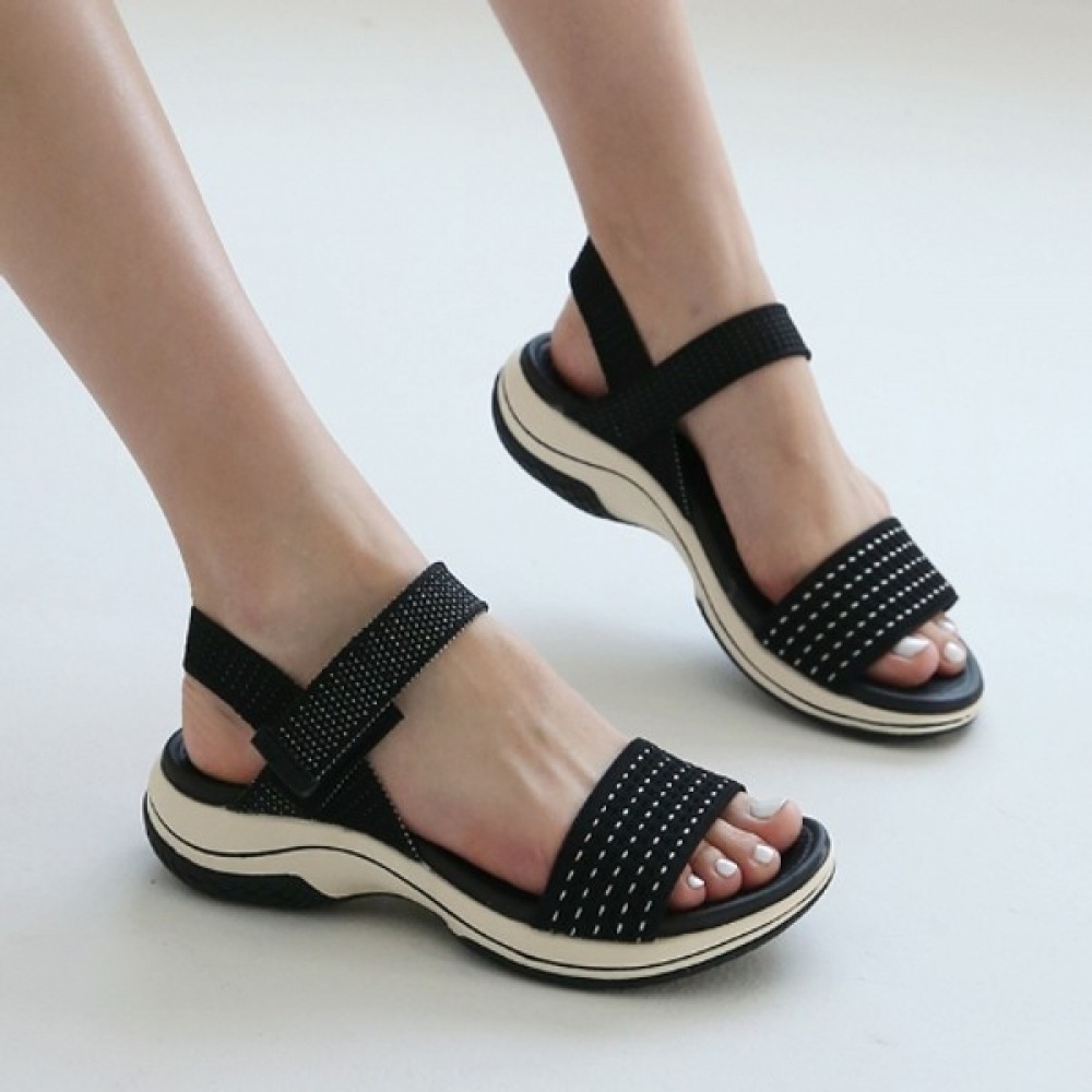 (Ninas Paris) ビーズバンドダブルラインストレッチサンダル