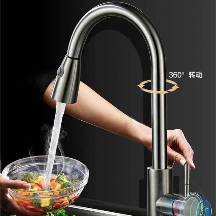 混合水栓 シングルレバー キッチン蛇口 360回転 伸縮ノズル ハンドシャワー 混合栓洗面用水栓 台付 シャワー・泡沫 洗面台 水道蛇口