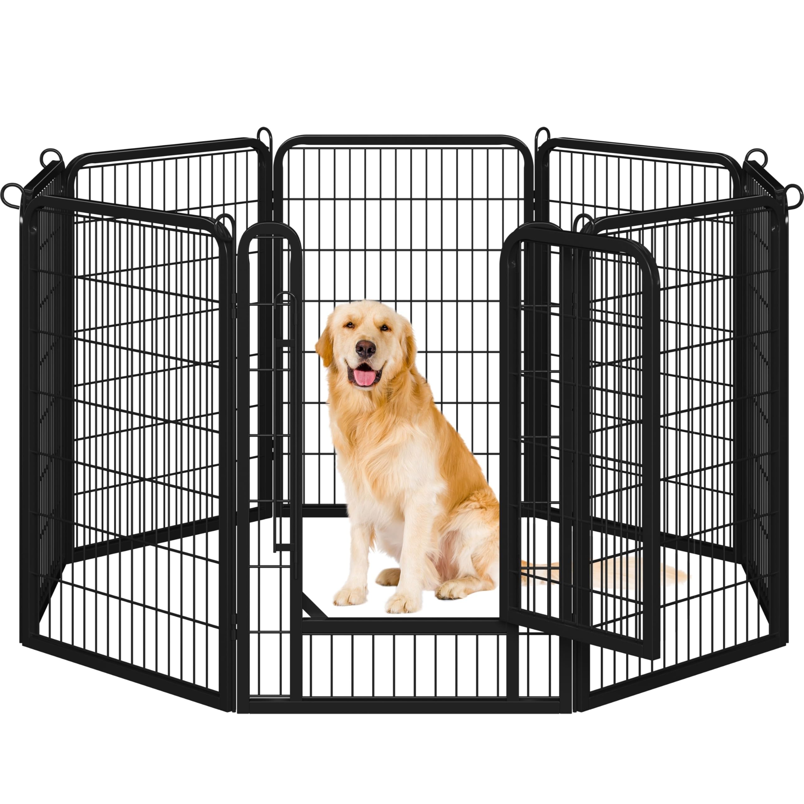 Yaheetech ペットフェンス ペットサークル 高さ100cm パネル8枚 犬用サークル ペットケージ 犬 ゲージ スチール製 中大型犬用 自由組み立て 折り畳み式 カタチ変更可 ジョイント式 安