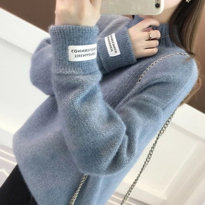 2020年 秋冬 4color スリーブ タグ ポイント ハイネック ニット レディース トップス 長袖 カジュアル かわいい フェミニン きれいめ 大人可愛い 上品 きれいめカジュアル 大人ガーリー