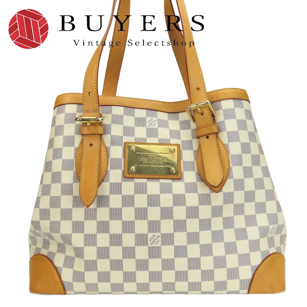 中古 トートバッグ ハムステッドMM N51206 ダミエアズール ヌメ革 ホワイト ゴールド金具 肩掛け カジュアル 普段使い レディース 女性 65,340円