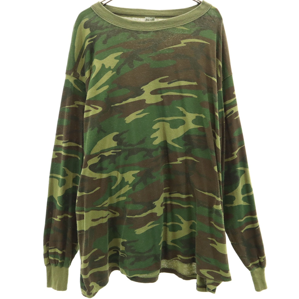 camo gear collection 90s USA製 オールド 迷彩 長袖 Tシャツ カーキ系 ロンT メンズ 古着 4,802円