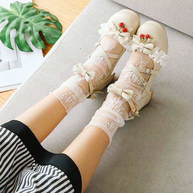 全3色 小さいサイズ 大きいサイズ キッズ レディース パンプス クロスバンド リボン チャーム フ