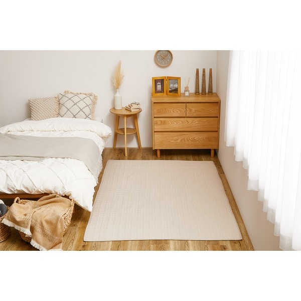 ラグマット 絨毯 約190x240cm ベージュ 洗える 防滑 ホットカーペット対応 綿100％ イブルラグマット アンダーラグ セット