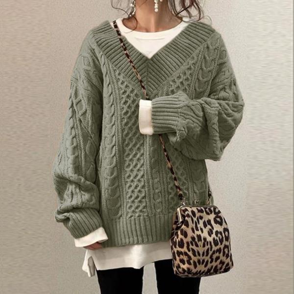 【売れ筋ランキング】無地シンプル目立つ 目を惹くVネックセーター