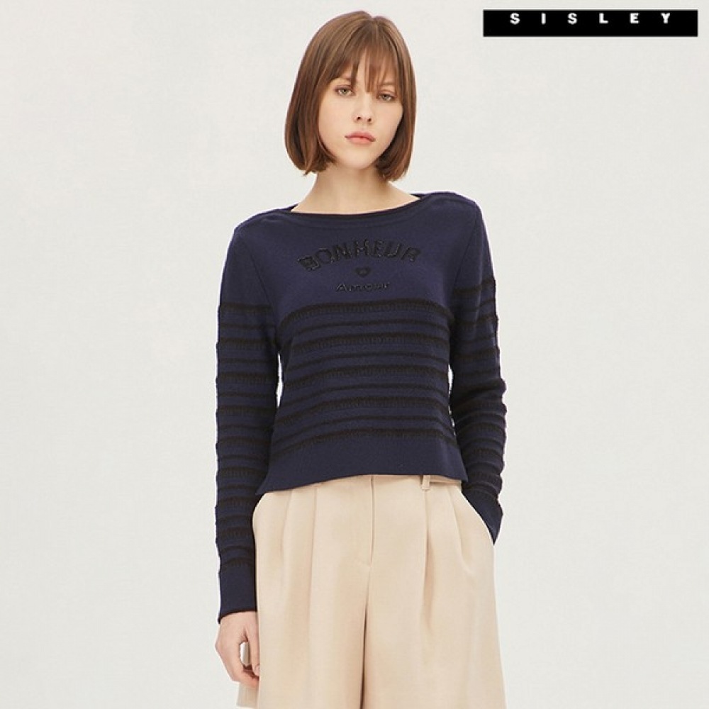 (シスレー) シスレーストライプレタリングニットプルオーバー SAKP03311_NY