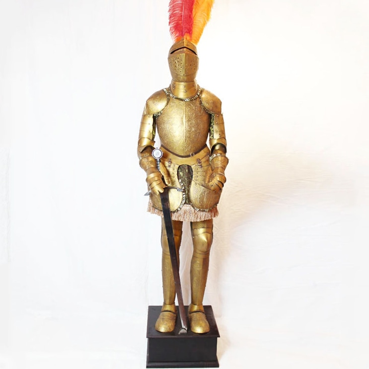 人気インテリアヨーロッパ中世風甲冑鎧ハンドメイド等身大騎士像オフィスリビングインテリアオブジェ覇気迫力満点映画写真撮影置物賞物高2M