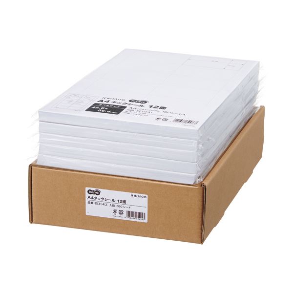 TANOSEE A4タックシール業務用パック 12面 46.686.4mm 1箱（500シート：100シート5冊）