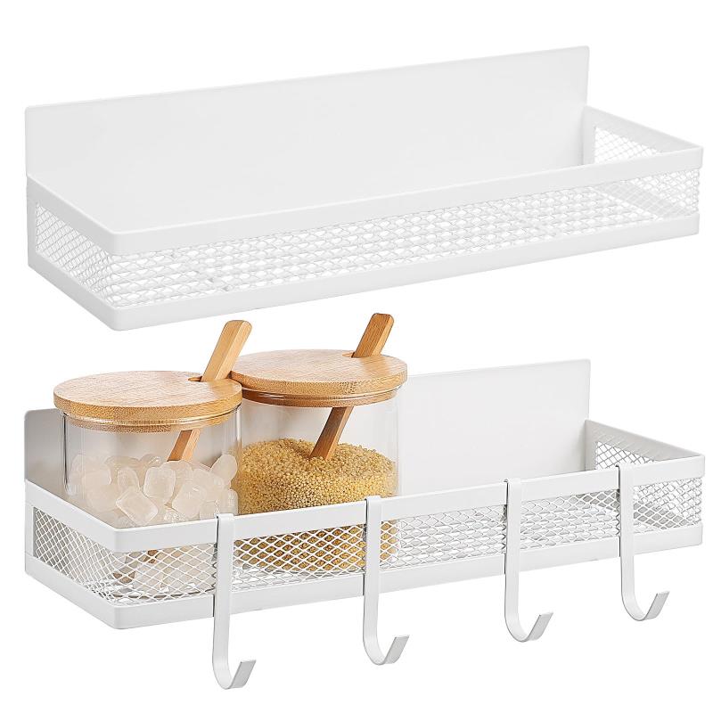 ifundom 2 個冷蔵庫用磁気スパイスラック強力マグネット棚フック付きキッチン浴室洗面所収納オーガナイザー ブランド: ifundom