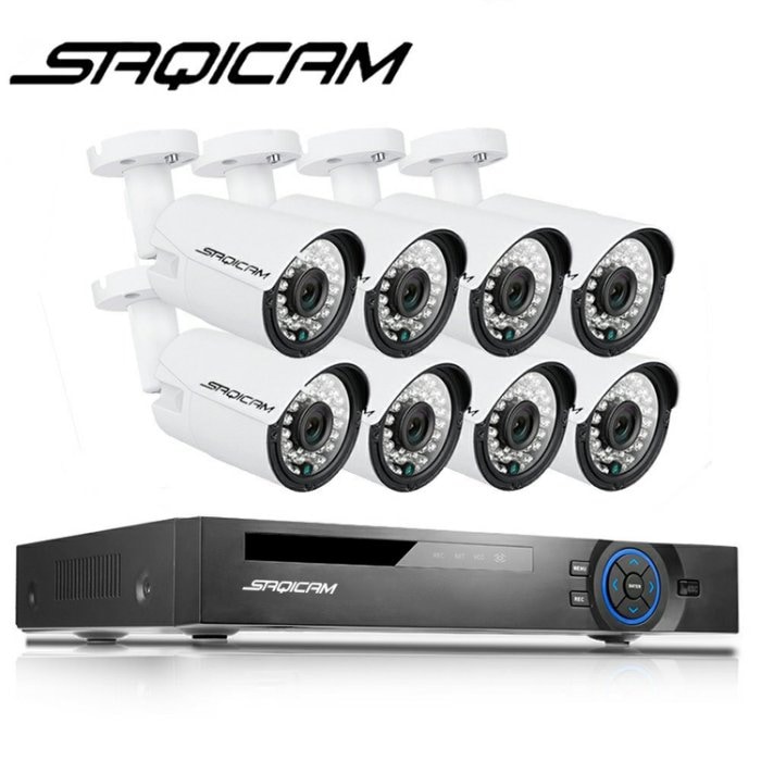 Saqicam 防犯カメラセット IPカメラ PoE給電 8チャンネルNVR 1080Pカメラ8台 フルHD 200万画素 電源不要 遠隔操作 赤外線カメラ 家庭用 IP66防水 セキュリティ