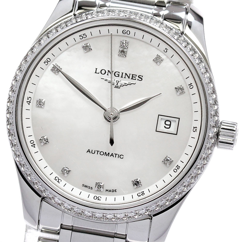 ロンジン LONGINES L2.257.0 マスターコレクション ダイヤベゼル 12Pダイヤ 自動巻き レディース 極美品 箱・保証書付き_861614【中古】