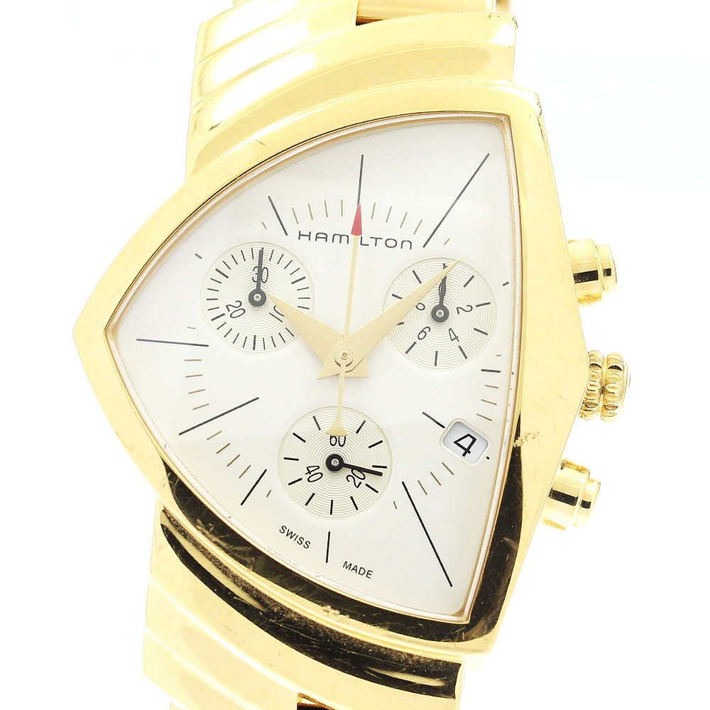 ハミルトン HAMILTON H244220 ベンチュラ クロノグラフ デイト クォーツ メンズ 保証書付き_902661【中古】