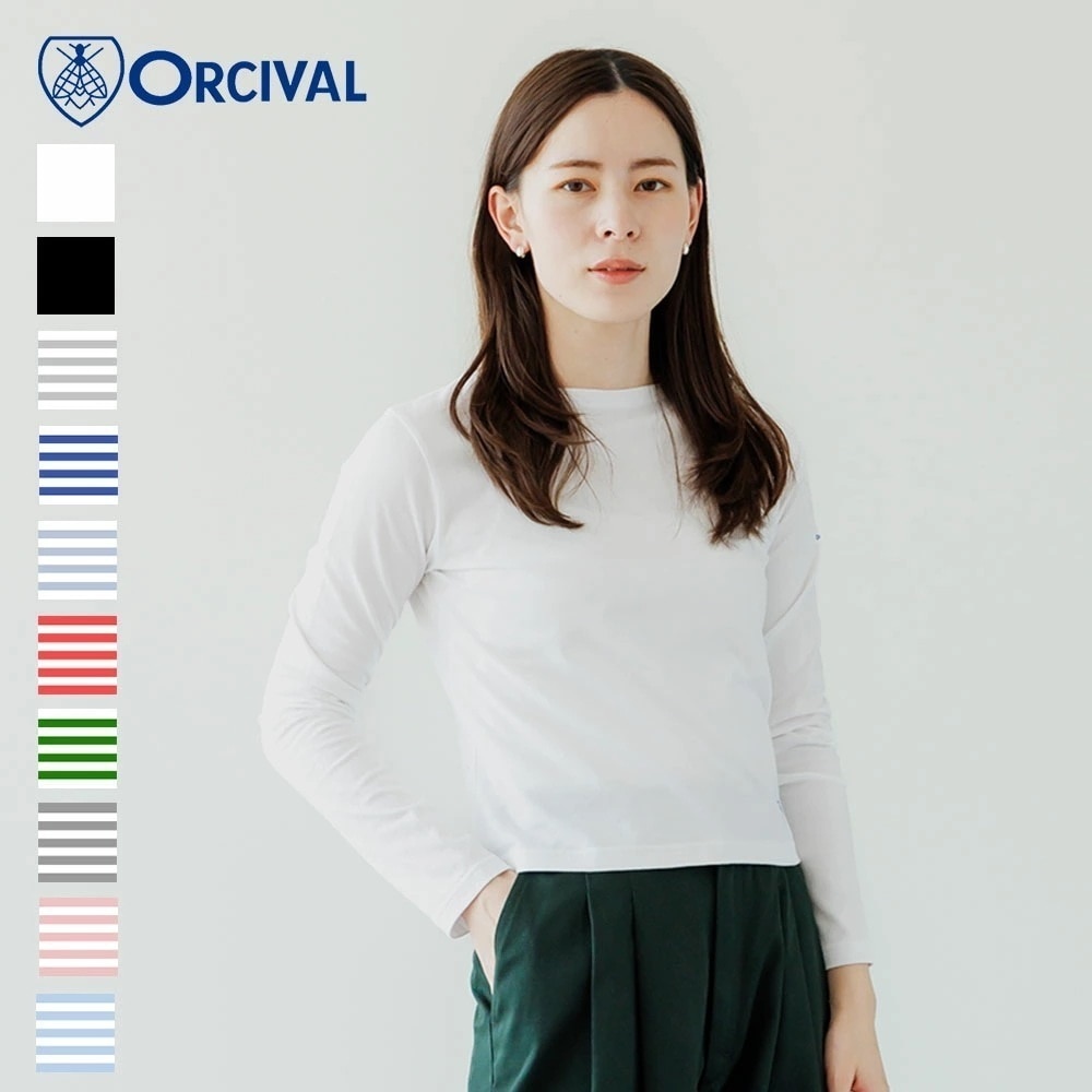 【2025春夏】オーシバル / オーチバル ORCIVAL 40/2 JERSEY ボートネック ショートプルオーバー #OR-C0414BFJ 長袖 カットソー ショート丈 Tシャツ ロゴ ワンポイ