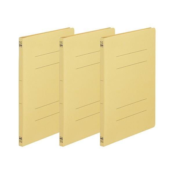（まとめ）TANOSEE フラットファイル（ノンステープルタイプ）A4タテ 150枚収容 背幅18mm 黄 1パック（3冊）50セット