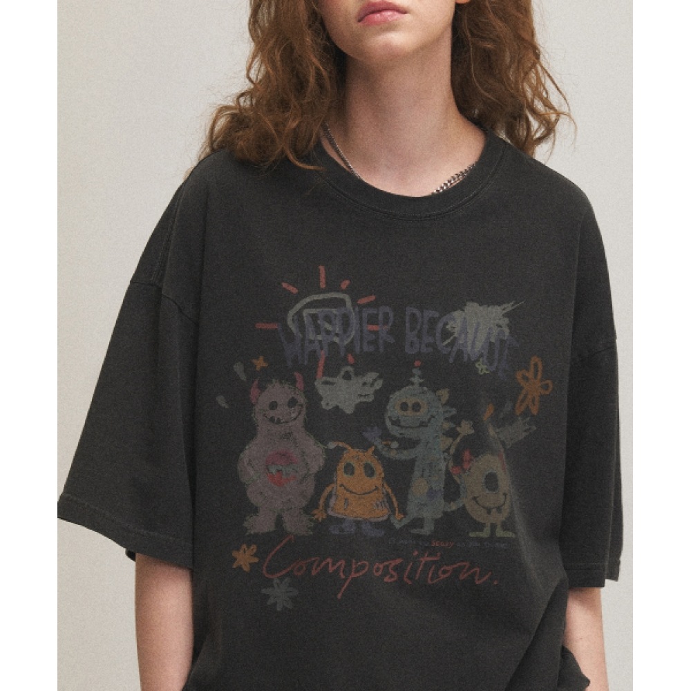 CPGN STUDIO ハッピーデイピグメントショートスリーブ T シャツスモークブラック